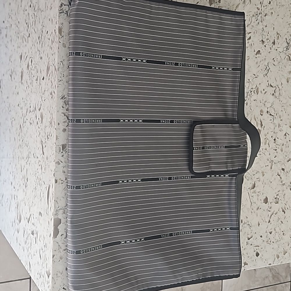 Ermenegildo Zegna Striped Garment Bag eith Leather Handles